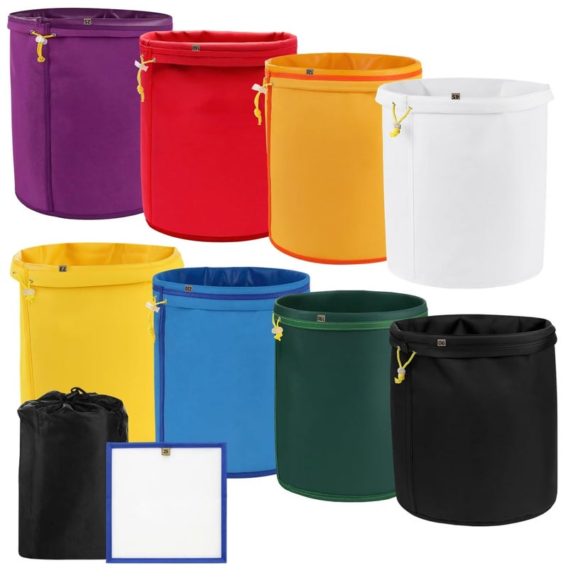 Varku 8PCS 5-Gallon Mesh Filter Bags, 25 to 220 Micron Fine Nylon Strainer Bag, Reusable Drawstring Washable Mesh Bags for 5 Gallon Bucket, with Pressing Screen & Storage Bag, for DIY Drink, Cold Brew - Image 2